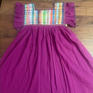 Vibrant Purple Fiesta Dress with Colorful Embroidery